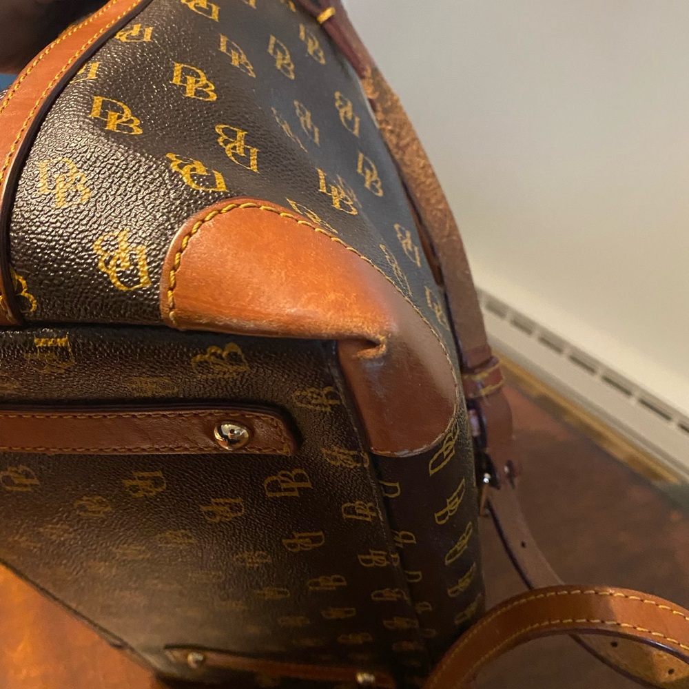 Dooney & Bourke Brown and Tan Logo Messenger Satchel - Picture 7 of 16